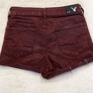 American Eagle “Hi-Rise Shortie” Burgundy Shorts